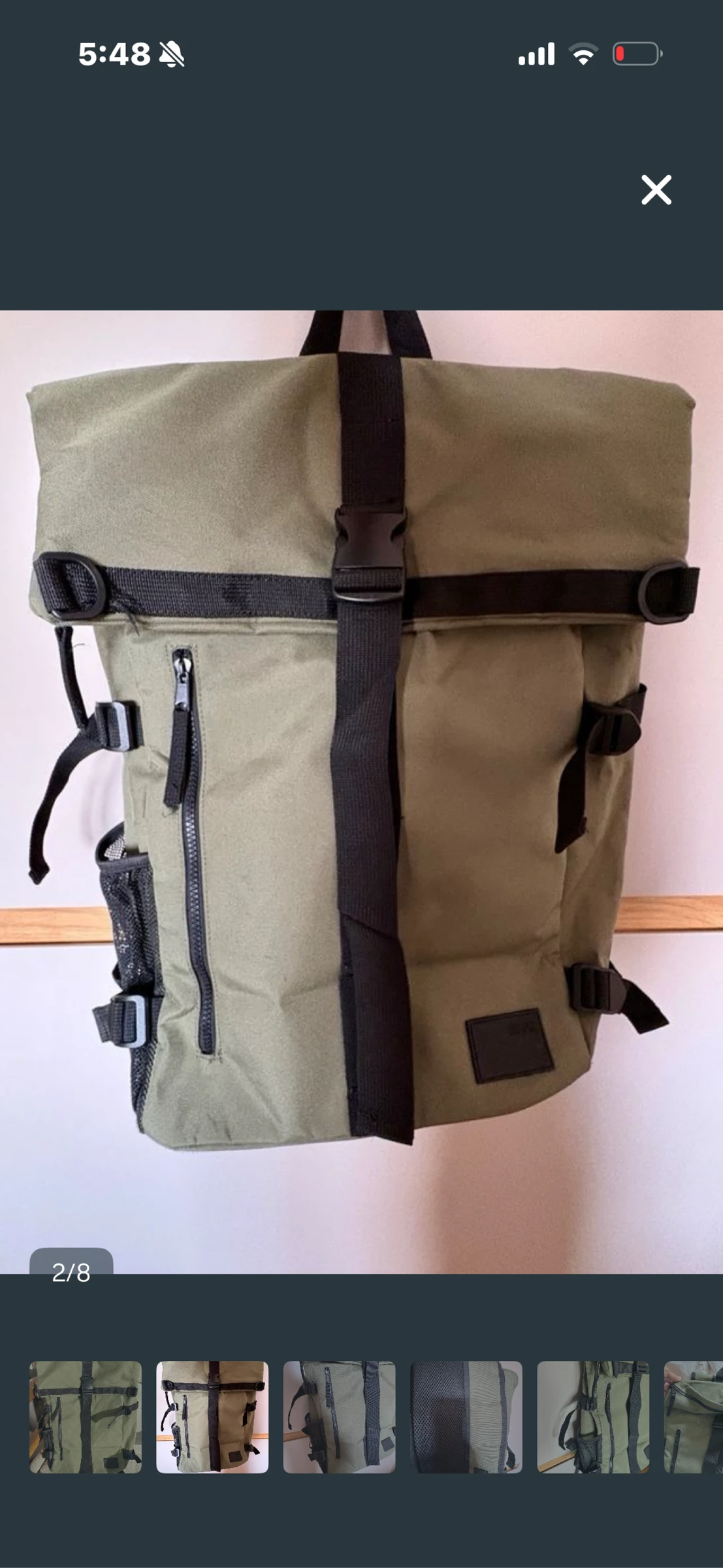 Green roll-top style backpack – photo 2